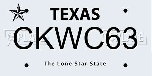 CKWC63 Texas License Plate