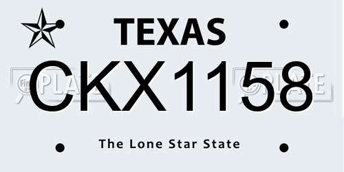 CKX1158 Texas License Plate