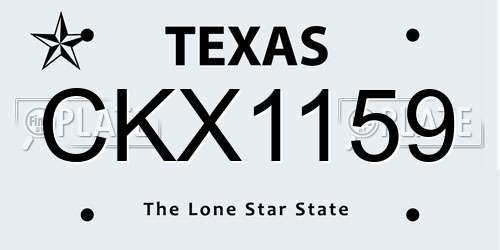 CKX1159 Texas License Plate