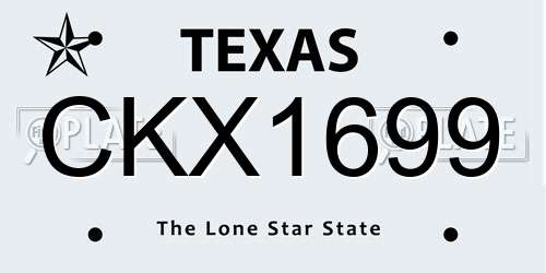 CKX1699 Texas License Plate