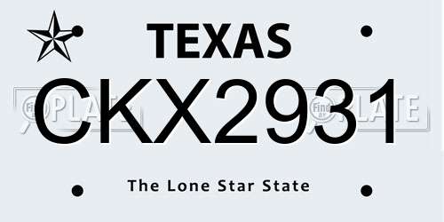 CKX2931 Texas License Plate