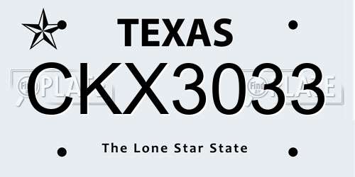 CKX3033 Texas License Plate