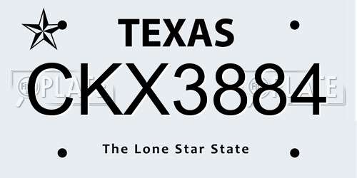 CKX3884 Texas License Plate