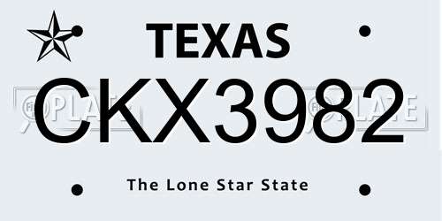 CKX3982 Texas License Plate