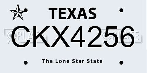 CKX4256 Texas License Plate