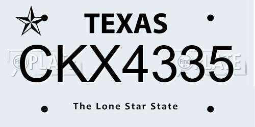 CKX4335 Texas License Plate