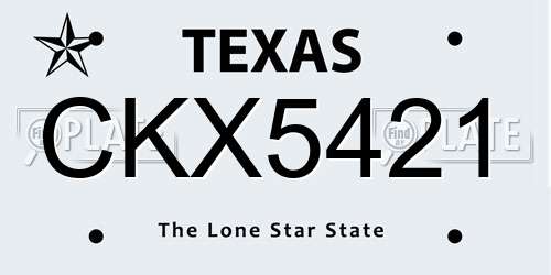 CKX5421 Texas License Plate