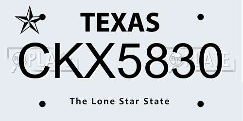 CKX5830 Texas License Plate