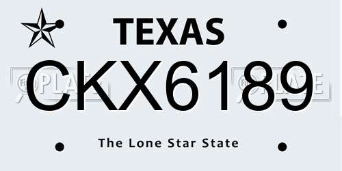CKX6189 Texas License Plate