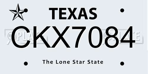 CKX7084 Texas License Plate