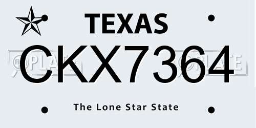 CKX7364 Texas License Plate