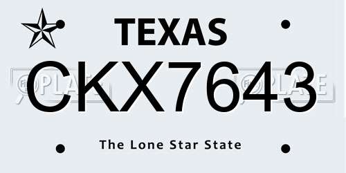 CKX7643 Texas License Plate