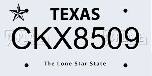 CKX8509 Texas License Plate