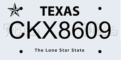 CKX8609 Texas License Plate