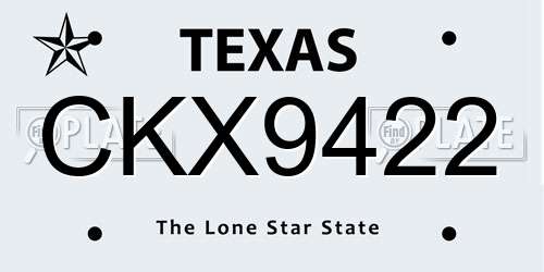 CKX9422 Texas License Plate