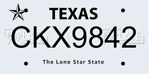 CKX9842 Texas License Plate