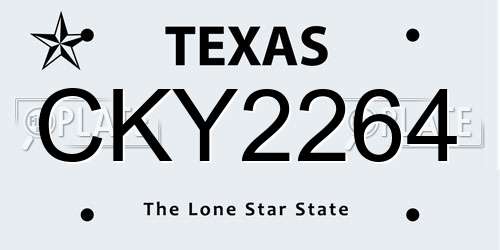 CKY2264 Texas License Plate
