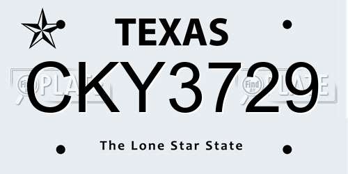 CKY3729 Texas License Plate