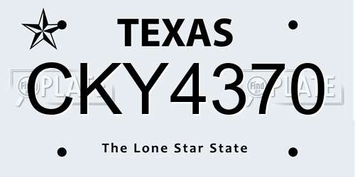 CKY4370 Texas License Plate