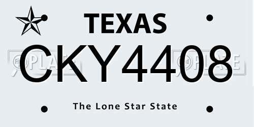 CKY4408 Texas License Plate