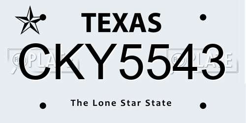 CKY5543 Texas License Plate