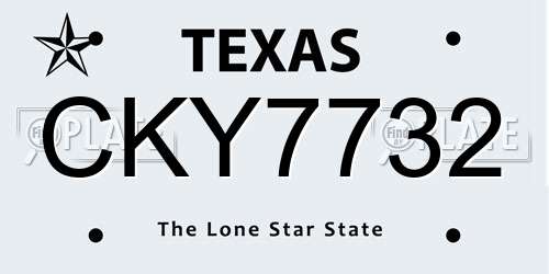 CKY7732 Texas License Plate