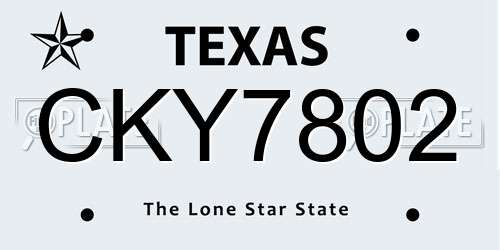 CKY7802 Texas License Plate