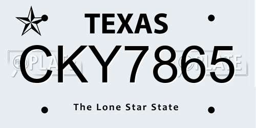 CKY7865 Texas License Plate