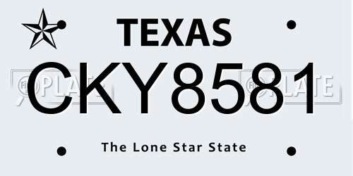 CKY8581 Texas License Plate