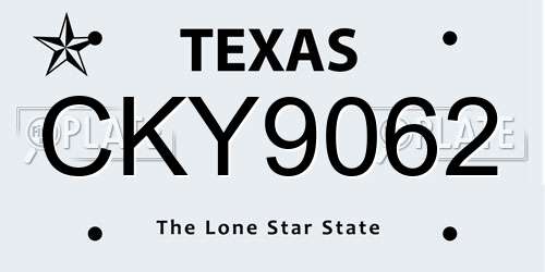 CKY9062 Texas License Plate