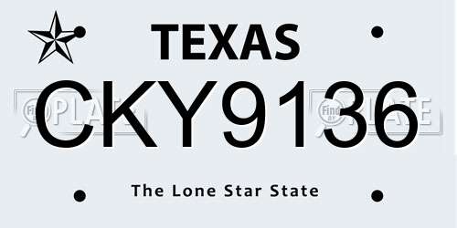 CKY9136 Texas License Plate