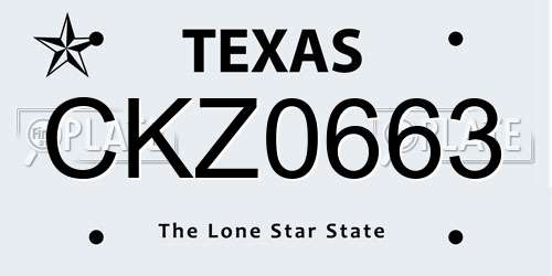 CKZ0663 Texas License Plate