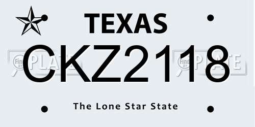 CKZ2118 Texas License Plate