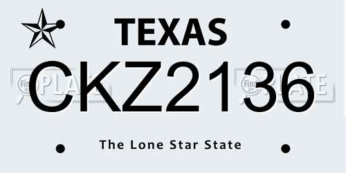 CKZ2136 Texas License Plate