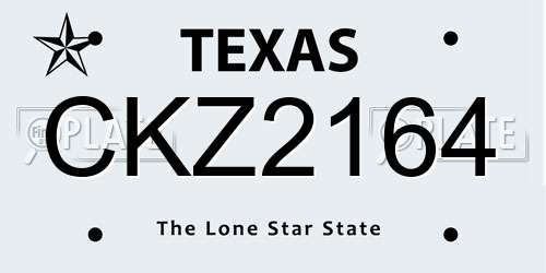 CKZ2164 Texas License Plate