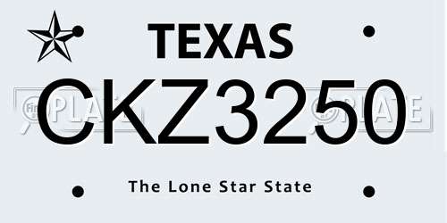 CKZ3250 Texas License Plate