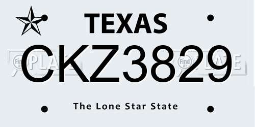 CKZ3829 Texas License Plate
