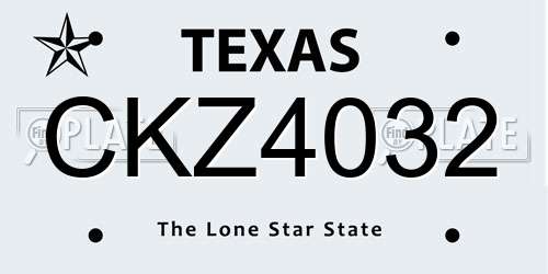 CKZ4032 Texas License Plate