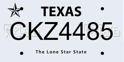 CKZ4485 Texas License Plate