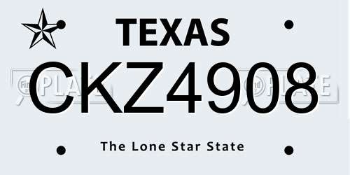 CKZ4908 Texas License Plate