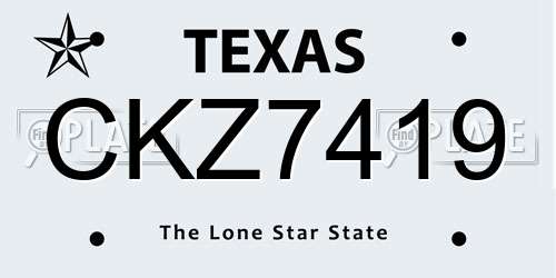 CKZ7419 Texas License Plate