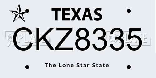 CKZ8335 Texas License Plate