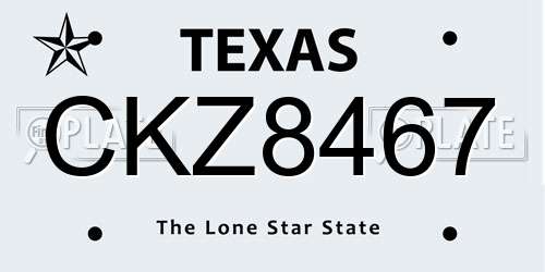 CKZ8467 Texas License Plate
