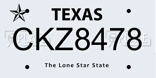 CKZ8478 Texas License Plate