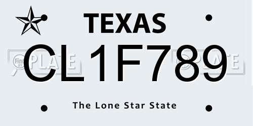 CL1F789 Texas License Plate
