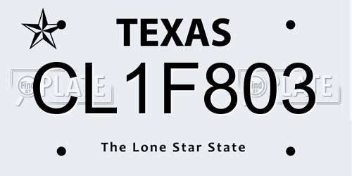 CL1F803 Texas License Plate