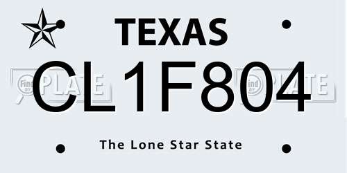 CL1F804 Texas License Plate