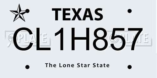 CL1H857 Texas License Plate