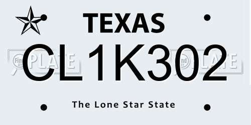 CL1K302 Texas License Plate