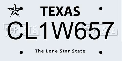 CL1W657 Texas License Plate